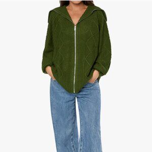 Chunky Cable Knit Zip Up Sweater NWT